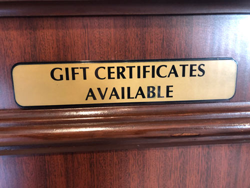 Gift Certificate Available